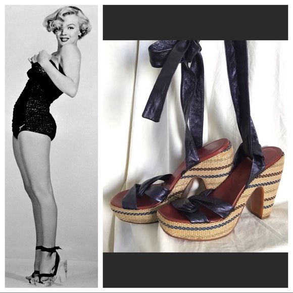 Marc Jacobs Shoes - Marc Jacobs Leather Rattan Espadrille Lace Up Heel